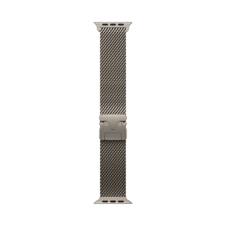 Apple Watch Ultra 3 49 мм, корпус из натурального титана, ремешок Milanese бежевого цвета, размер M