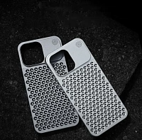 Алюминиевый чехол в стиле Mac Pro для iPhone 14 Pro, серебристый